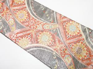 佐賀錦　華紋に蝶模様織り出し　袋帯